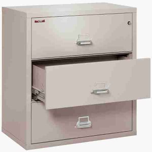 FireKing 3-3822-C Lateral Fire File Cabinet with Medeco High Security Key Lock in Platinum Color