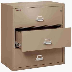 FireKing 3-3822-C Lateral Fire File Cabinet with Medeco High Security Key Lock in Taupe Color