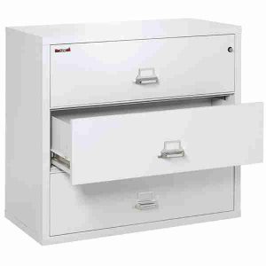 FireKing 3-4422-C Lateral Fire File Cabinet with Medeco High Security Key Lock in Arctic White Color