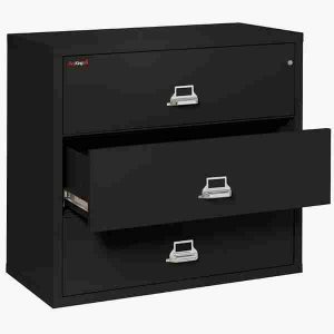 FireKing 3-4422-C Lateral Fire File Cabinet with Medeco High Security Key Lock in Black Color