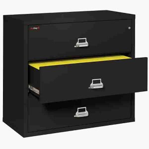 FireKing 3-4422-C Lateral Fire File Cabinet with Medeco High Security Key Lock in Black Color