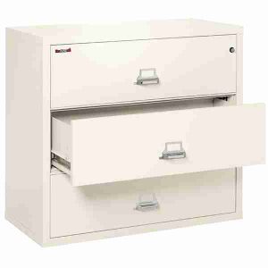 FireKing 3-4422-C Lateral Fire File Cabinet with Medeco High Security Key Lock in Ivory White Color