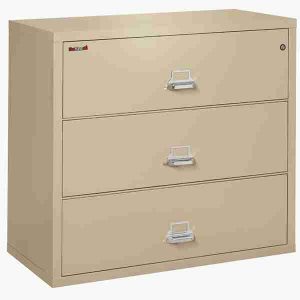 FireKing 3-4422-C Lateral Fire File Cabinet with Medeco High Security Key Lock in Parchment Color