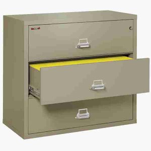 FireKing 3-4422-C Lateral Fire File Cabinet with Medeco High Security Key Lock in Pewter Color