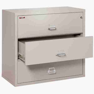 FireKing 3-4422-C Lateral Fire File Cabinet with Medeco High Security Key Lock in Platinum Color
