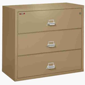 FireKing 3-4422-C Lateral Fire File Cabinet with Medeco High Security Key Lock in Sand Color