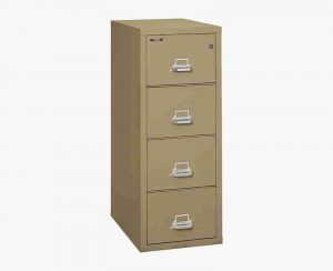 FireKing 4-1831-C Fire Rated Vertical File Cabinet with Key Lock in Sand Color