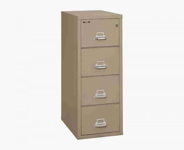 FireKing 4-1831-C Fire Rated Vertical File Cabinet with Key Lock in Taupe Color