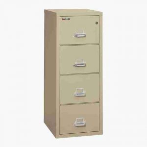 FireKing 4-2125-C Fire Rated Vertical File Cabinet with Key Lock in Parchment Color