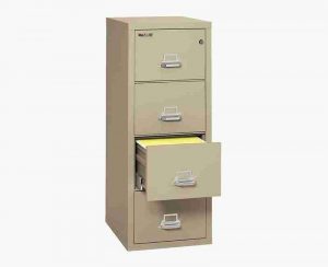 FireKing 4-2125-C Fire Rated Vertical File Cabinet with Key Lock in Parchment Color