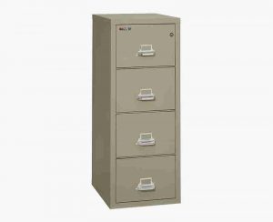 FireKing 4-2125-C Fire Rated Vertical File Cabinet with Key Lock in Pewter Color