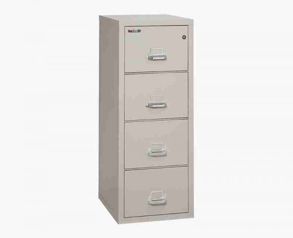 FireKing 4-2125-C Fire Rated Vertical File Cabinet with Key Lock in Platinum Color