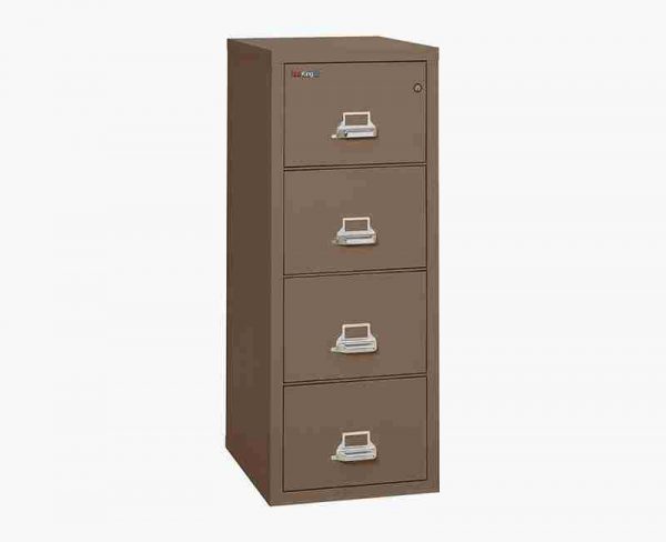 FireKing 4-2125-C Fire Rated Vertical File Cabinet with Key Lock in Tan Color