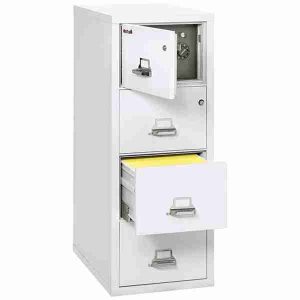 FireKing 4-2131-CSF Safe In A File Cabinet with High Security Medeco Lock in Arctic White Color