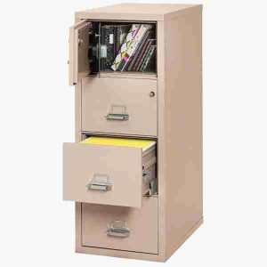 FireKing 4-2131-CSF Safe In A File Cabinet with High Security Medeco Lock in Champagne Color