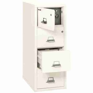 FireKing 4-2131-CSF Safe In A File Cabinet with High Security Medeco Lock in Ivory White Color