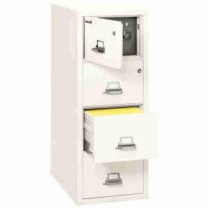 FireKing 4-2131-CSF Safe In A File Cabinet with High Security Medeco Lock in Ivory White Color