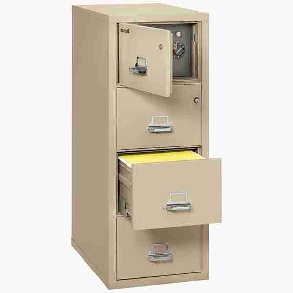 FireKing 4-2131-CSF Safe In A File Cabinet with High Security Medeco Lock in Parchment Color