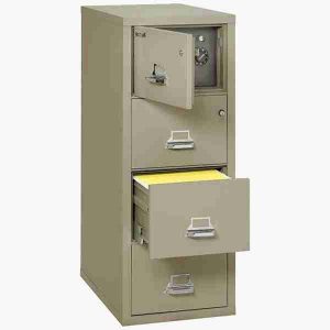 FireKing 4-2131-CSF Safe In A File Cabinet with High Security Medeco Lock in Pewter Color