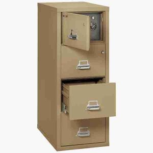 FireKing 4-2131-CSF Safe In A File Cabinet with High Security Medeco Lock in Sand Color