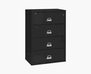 FireKing 4-3822-C Lateral Fire Rated File Cabinet with Key Lock in Black Color
