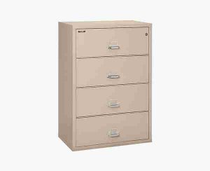 FireKing 4-3822-C Lateral Fire Rated File Cabinet with Key Lock in Champagne Color