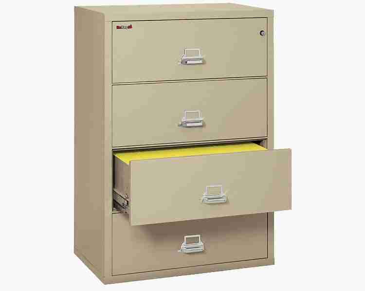 FireKing 4-3822-C Lateral Fire Rated File Cabinet with Key Lock in Parchment Color