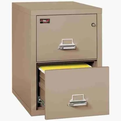 FireKing 2-1929-2 Two Hour Vertical Fire File Cabinet with UL High-Security Key Lock in Taupe Color