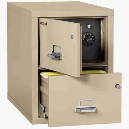 FireKing 2-2131-CSF Safe in a File Cabinet in Parchment Color with UL High-Security Key Lock