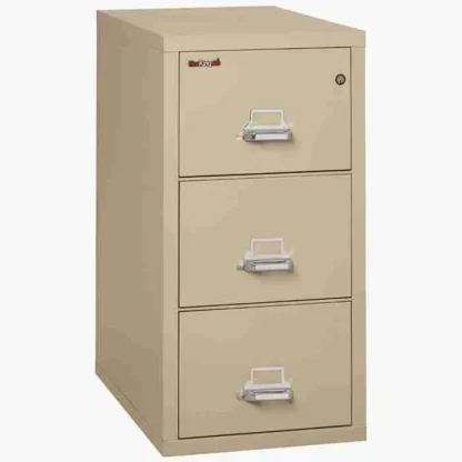 FireKing 3-1831-C Vertical Fire File Cabinet in Parchment with UL High-Security Key Lock