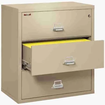 FireKing 3-3822-C Lateral Fire File Cabinet in Parchment with UL High-Security Key Lock