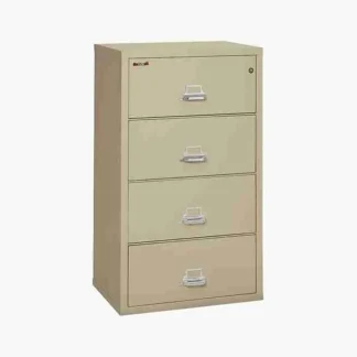 FireKing 4-3122-C Lateral Fire-Rated File Cabinet with UL High-Security Key Lock in Parchment