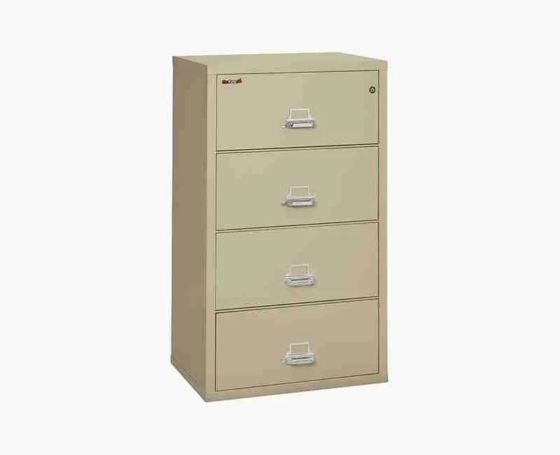 FireKing 4-3122-C Lateral Fire-Rated File Cabinet with UL High-Security Key Lock in Parchment