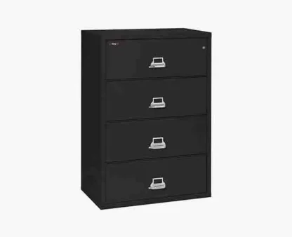 FireKing 4-3822-C Lateral Fire-Rated File Cabinet with UL High-Security Key Lock in Black