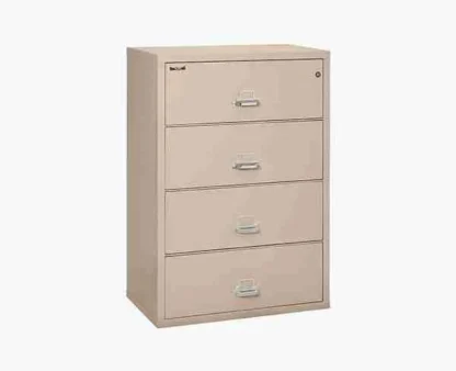 FireKing 4-3822-C Lateral Fire-Rated File Cabinet with UL High-Security Key Lock in Champagne