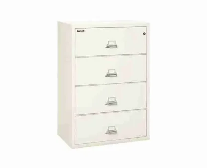 FireKing 4-3822-C Lateral Fire-Rated File Cabinet with UL High-Security Key Lock in Ivory White