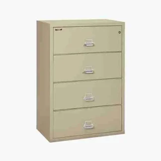 FireKing 4-3822-C Lateral Fire-Rated File Cabinet with UL High-Security Key Lock in Parchment