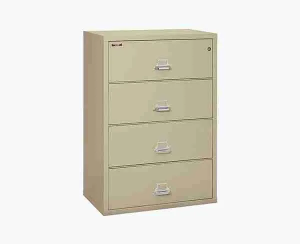 FireKing 4-3822-C Lateral Fire-Rated File Cabinet with UL High-Security Key Lock in Parchment