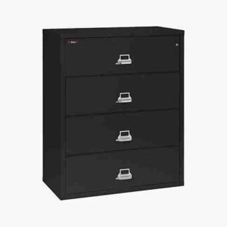 FireKing 4-4422-C Lateral Fire Rated File Cabinet in Black Color with UL High-Security Key Lock