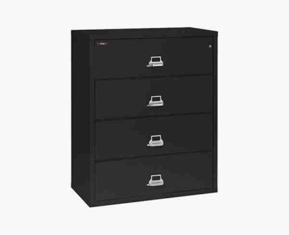 FireKing 4-4422-C Lateral Fire Rated File Cabinet in Black Color with UL High-Security Key Lock