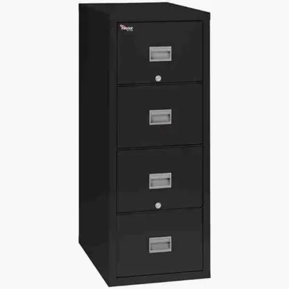 FireKing 4P1831-C Letter-Sized Patriot Vertical File Cabinet in Black Color with UL High-Security Key Lock