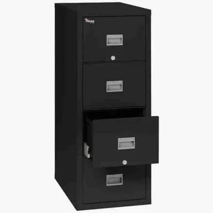 FireKing 4P1831-C Letter-Sized Patriot Vertical File Cabinet in Black Color with UL High-Security Key Lock