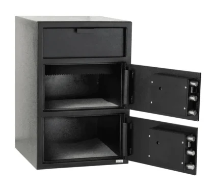 Hayman CV-F30W-2-KC Wide-Body Double-Door Depository Safe with Dual Key Locks, a Dial Combination Lock and L-Handles