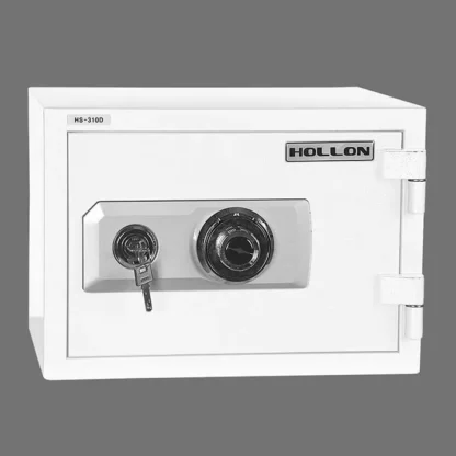 Hollon HS-310D 2-Hour Small & Compact Home Safe in Color White with Dial Combination and Key Lock