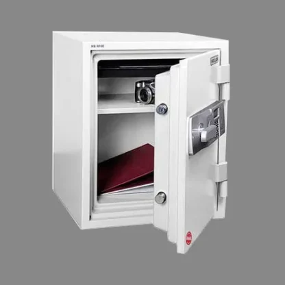 Hollon HS-610E 2-Hour Office Safe in Color White with Electronic Lock and L-Handle - Shelves