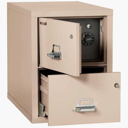 FireKing 2-2131-CSF Safe in a File Cabinet in Champagne Color with UL High-Security Key Lock