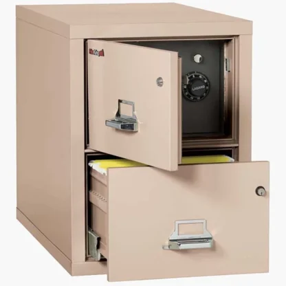 FireKing 2-2131-CSF Safe in a File Cabinet in Champagne Color with UL High-Security Key Lock