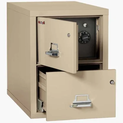 FireKing 2-2131-CSF Safe in a File Cabinet in Parchment Color with UL High-Security Key Lock