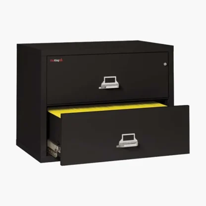 FireKing 2-3822-C Lateral Fire File Cabinet in Black with UL High-Security Key Lock