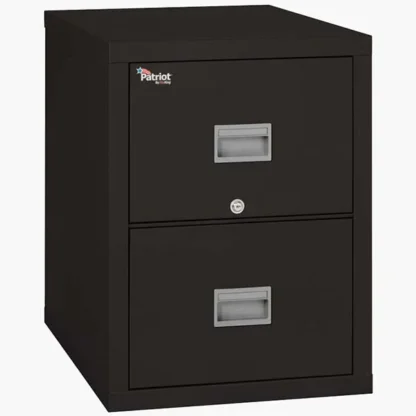 FireKing 2P1831-C 2-Drawer Letter-Sized Patriot Vertical File Cabinet in Black Color with UL High-Security Key Lock